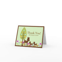 Deer Twins Baby Shower Thank You Note Card