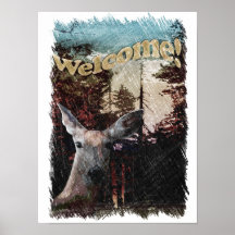 Deer Welcome Sign Poster