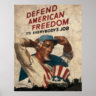 Defend American Freedom It's Everybody's Job Print by Vintage_Mall