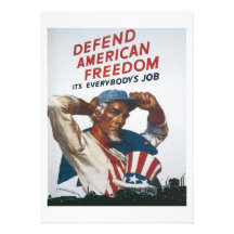 Defend American Freedom Vintage War Poster Personalized Announcement