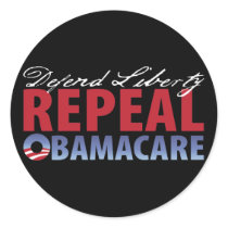 Defend Liberty Repeal Health Care Round Sticker