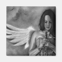 Defender Angel  Girl Sword Fridge Magnets