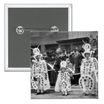 Défilé de mimes, nouvelles années de jour, 1909 badges