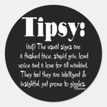 Definition Tipsy BW Round Stickers