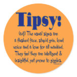 Definition Tipsy Round Stickers