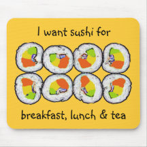 Déjeuner et thé Mousepad de petit déjeuner de sush Tapis De Souris