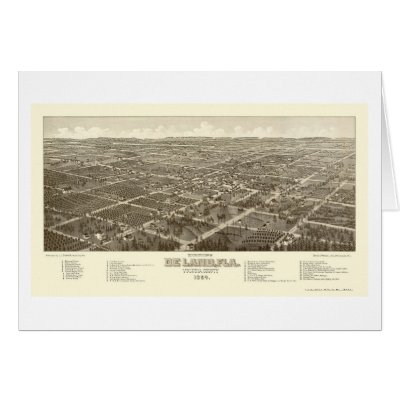 DeLand, FL Panoramic Map - 1884 Card by lc_maps