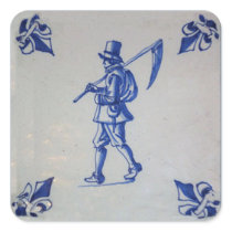 Delft Blue Tile - Mower Carrying Scythe or Sickle Stickers
