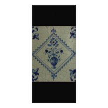 Delft Blue Tile - Vase with Flowers and Bouquet Personalized Rack Card