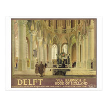 Delft Vintage Travel Poster Post Cards
