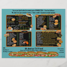 Deli.Sandwich shop.Custom menu.8.5x11 flyer