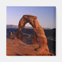Delicate Arch at Sunset with snow covered La Refrigerator Magnets