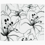 Delicate Black and White Floral Pattern 3 Ring Binders