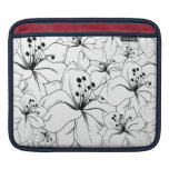 Delicate Black and White Floral Pattern iPad Sleeves