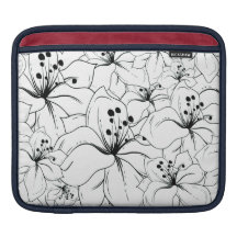 Delicate Black and White Floral Pattern iPad Sleeves