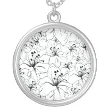 Delicate Black and White Floral Pattern Necklaces