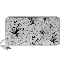 Delicate Black and White Floral Pattern Mp3 Speaker