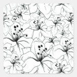 Delicate Black and White Floral Pattern Stickers