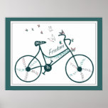 Delicate Butterflies Flowers and Freedom Bike fans Print