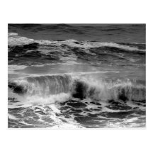 Delicate Curling Waves in Monochrome Postcard