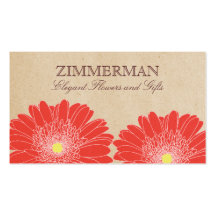 Delicate Daisies Business Card, Red Flowers