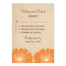 Delicate Daisies Response Card, Orange Personalized Invite