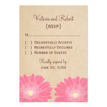 Delicate Daisies Response Card, Pink Personalized Announcement