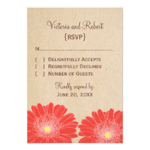 Delicate Daisies Response Card, Red Announcements
