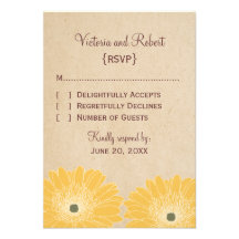 Delicate Daisies Response Card, Yellow Invitation