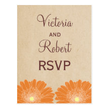 Delicate Daisies RSVP Postcard, Orange