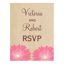Delicate Daisies RSVP Postcard, Pink