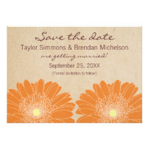 Delicate Daisies Save the Date Invite, Orange