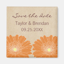 Delicate Daisies Save the Date Magnet, Orange