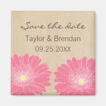 Delicate Daisies Save the Date Magnet, Pink