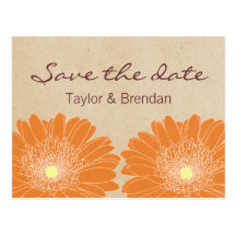 Delicate Daisies Save the Date Postcard, Orange