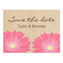 Delicate Daisies Save the Date Postcard, Pink
