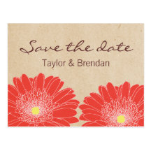 Delicate Daisies Save the Date Postcard, Red