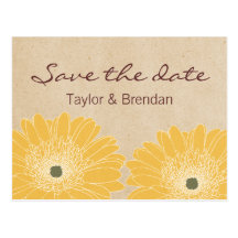 Delicate Daisies Save the Date Postcard, Yellow
