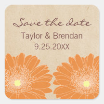 Delicate Daisies Save the Date Stickers, Orange