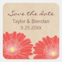 Delicate Daisies Save the Date Stickers, Red