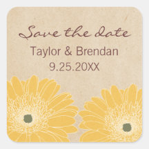 Delicate Daisies Save the Date Stickers, Yellow