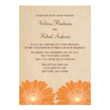 Delicate Daisies Wedding Invitation, Orange