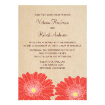Delicate Daisies Wedding Invitation, Red