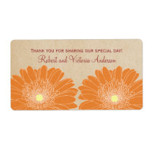 Delicate Daisies Wedding Labels, Orange