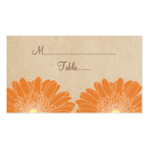 Delicate Daisies Wedding Place Card, Orange Business Cards