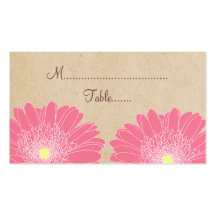 Delicate Daisies Wedding Place Card, Pink Business Card Template