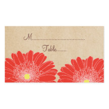 Delicate Daisies Wedding Place Card, Red Business Card