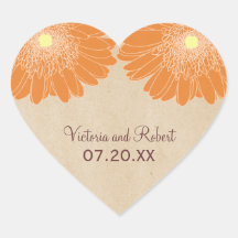 Delicate Daisies Wedding Stickers, Orange
