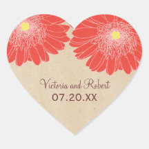 Delicate Daisies Wedding Stickers, Red