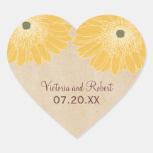 Delicate Daisies Wedding Stickers, Yellow